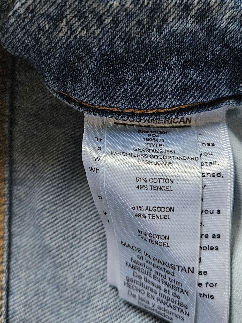 Good American Weightless Good Ease Jeans 27 Wide Leg Mid Rise Indigo961 NWT $174 - Picture 7 of 12